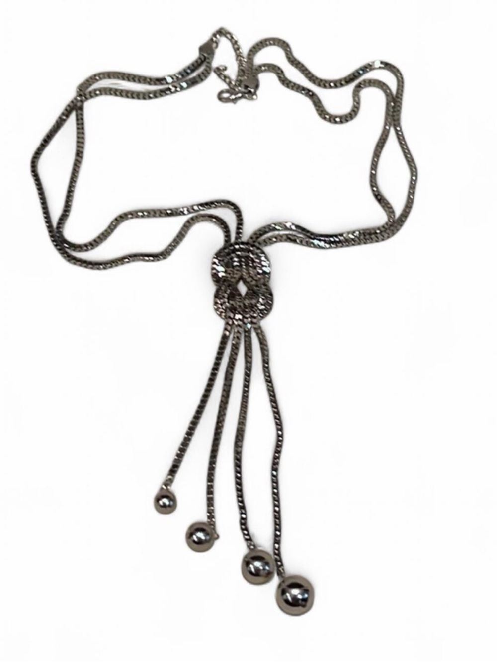 Silver Lariat Y Chain Necklace Statement Drop - Picture 5 of 8
